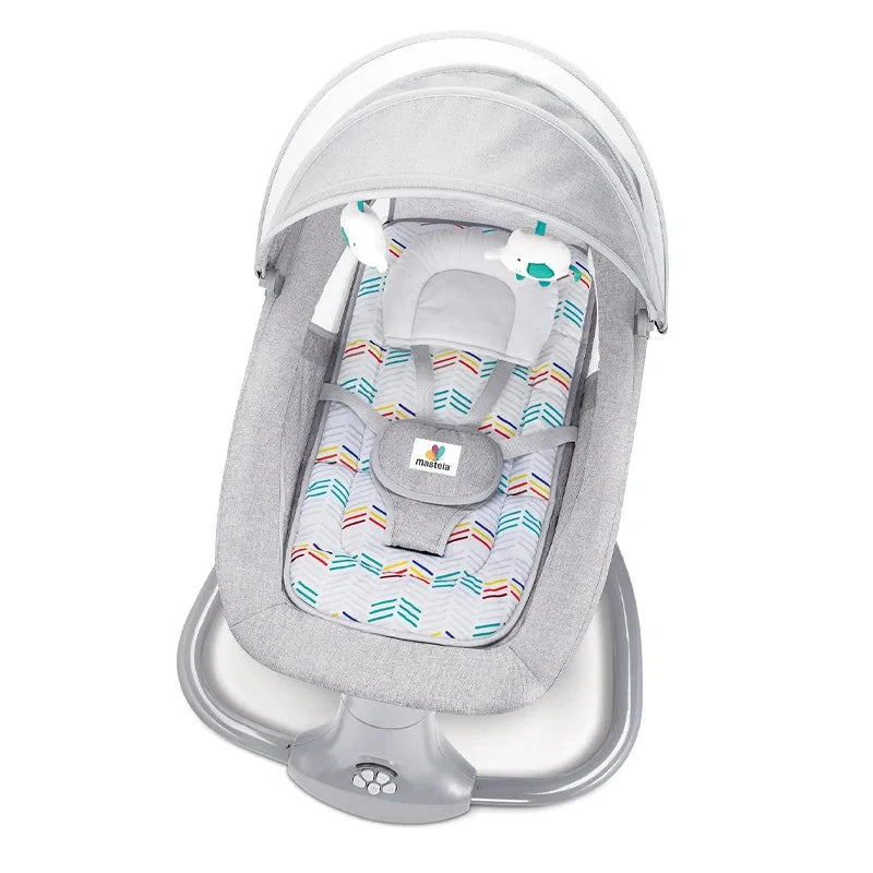 Cadeira de Balanço Elétrico Para Bebes Conforto Blue Cadeira de Balanço Ninace Cinza