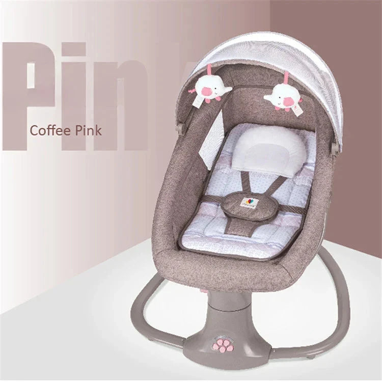 Cadeira de Balanço Elétrico Para Bebes Conforto Blue Cadeira de Balanço Ninace Coffe Rosa