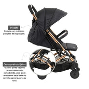 Carrinho de Bebê Burigotto Zap Preto e Cobre - Compacto Carrinho de Bebê Burigotto Zap Preto e Cobre - Compacto Ninace 
