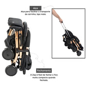 Carrinho de Bebê Burigotto Zap Preto e Cobre - Compacto Carrinho de Bebê Burigotto Zap Preto e Cobre - Compacto Ninace 