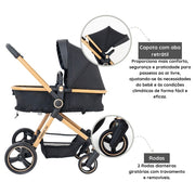 Carrinho de Bebê Moisés Galzerano Ivy | 3 em 1 | Assento Reversível Carrinho de Bebê Moisés Galzerano Ivy | 3 em 1 | Assento Reversível Ninace 