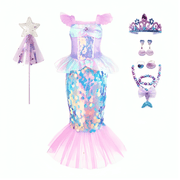 Vestido Infantil Ariel Rosa com Lantejolas Vestido Infantil Ariel Rosa com Lantejolas Ninace 2T 