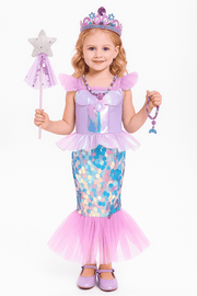 Vestido Infantil Ariel Rosa com Lantejoulas Vestido Infantil Ariel Rosa com Lantejolas Ninace 