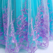 Vestido Infantil Princesa Ariel Bordado de Flores Vestido Infantil Princesa Ariel Bordado de Flores Ninace 