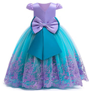 Vestido Infantil Princesa Ariel Bordado de Flores Vestido Infantil Princesa Ariel Bordado de Flores Ninace 