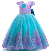 Vestido Infantil Princesa Ariel Bordado de Flores Vestido Infantil Princesa Ariel Bordado de Flores Ninace 